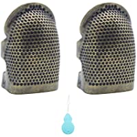 LumenTY Protector de dedos de costura de 2 piezas Dedal de cobre Protección de dedos ajustable Dedal de metal con…